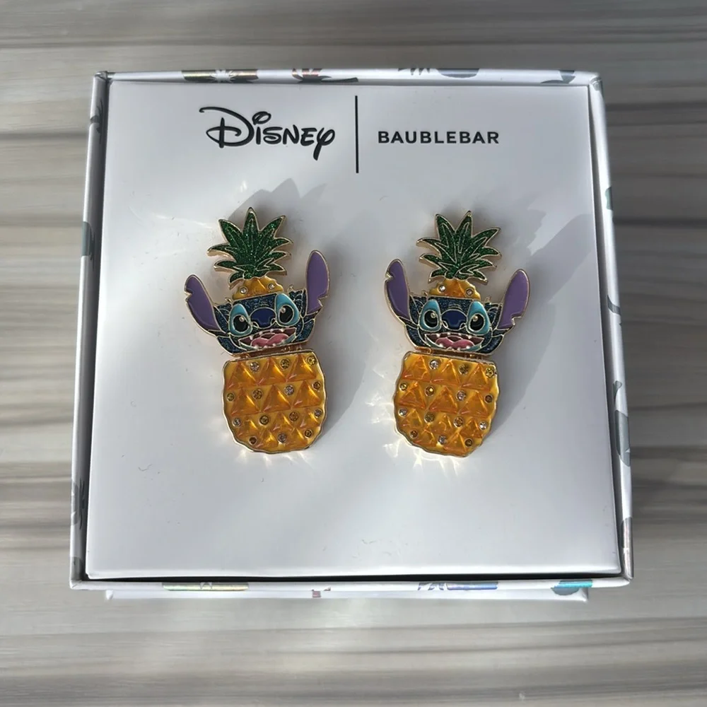BaubleBar x Disney Stitch inside Pineapple Lilo and Stitch Glitter earrings